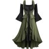 ROSE GAL Plus Size Renaissance Halloween Costume Medieval Irish Bell Sleeve Fairy Medieval Corset Dress for Women(Green)