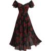 ROSE GAL Plus Size Womems Summer Flowy Milkmaid Dress Boho Square Neck Puffs Sleeves Dress(Black_1)