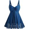 ROSE GAL Plus Size Women Bathing Suits 2 Piece Modest Swimsuit Laser Cut Out Cinched Ruched Flowy Tankini Swimwear(Blue)