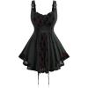 ROSE GAL Plus Size Women Goth Silver Mesh Flocking Corset Tank Top(Black_1)