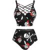 ROSE GAL Plus Size Women Gothic Bathing Suit High Waisted Underwire Push Up Bikini Set Goth Two Piece Swimsuits(Black)