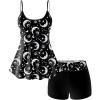 ROSE GAL Plus Size Women Gothic Tummy Control Modest Tankini Swimsuit Sun Moon Boyleg Padded Tankini Swimwear(Black_1)