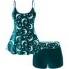 ROSE GAL Plus Size Women Gothic Tummy Control Modest Tankini Swimsuit Sun Moon Boyleg Padded Tankini Swimwear(Green_1)