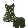 ROSE GAL Plus Size Women Gothic Tummy Control Modest Tankini Swimsuit Sun Moon Boyleg Padded Tankini Swimwear(Green_2)