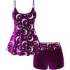 ROSE GAL Plus Size Women Gothic Tummy Control Modest Tankini Swimsuit Sun Moon Boyleg Padded Tankini Swimwear(Purple_1)