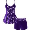 ROSE GAL Plus Size Women Gothic Tummy Control Modest Tankini Swimsuit Sun Moon Boyleg Padded Tankini Swimwear(Purple_2)