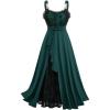 ROSE GAL Plus Size Women Halloween Costume Romantic Goth Vampire Spider Web Maxi Layered Flowy Sleeveless Tank Dress(Deep Green)
