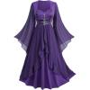 ROSE GAL Plus Size Women Renaissance Costume Victorian Medieval Fairy Bell Sleeves Irish Halloween Cosplay Dress(Purple)