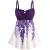 ROSE GAL Plus Size Womens Goth 2 Piece Tankini Swimsuit Backless Padded Cinched Ruffles V Neck Cut Skulls Briefs Tankini Set(Purple_1)
