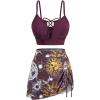 ROSE GAL Plus Size Womens Gothic 3 Piece Swimsuits Moon and Sun Three Piece Bikini Bathing Suits(Red_1)