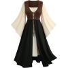 ROSE GAL Plus Size Womens Renaissance Costume Dress Medieval Pirate Peasant(Coffee_1)
