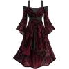 ROSE GAL Plus Size Womens Renaissance Costume Medieval Goth Cold Shoulder Dress(Red_1)