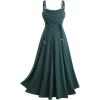 ROSE GAL Plus Size Womens Renaissance Costumes Dress Vintage Victorian Sleeveless Buckles Straps Dress(Green_1)