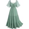 ROSE GAL Plus Size Womens Renaissance Fairy Dress Cottagecore Flutter Sleeve Ruffles Tie Butterfly Sleeves Dress(Green_1)