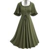 ROSE GAL Plus Size Womens Renaissance Fairy Summer Dress Lace-up Tie Ruffles Square Neck Flutter Sleeves Flowy Dress(Green_2)