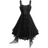 ROSE GAL Plus Size Womens Vintage Gothic Flower Flocking Lace-up Buckles Straps Sleeveless Midi Dress(Black_1)