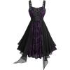 ROSE GAL Plus Size Womens Vintage Gothic Flower Flocking Lace-up Buckles Straps Sleeveless Midi Dress(Purple_1)