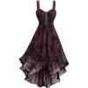 ROSE GAL Plus Size Womens Vintage Gothic Layered High Low Dress(Red_1)