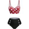 ROSE GAL Plus Size Womens Vintage High Waisted Two Piece Bikini Swimsuits(Black_1)