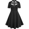 ROSE GAL Rosegal Gothic D-Ring PU Leather Panel Ladder Cutout Dress(Black-214)