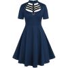 ROSE GAL Rosegal Gothic D-Ring PU Leather Panel Ladder Cutout Dress(Blue_1)