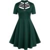 ROSE GAL Rosegal Gothic D-Ring PU Leather Panel Ladder Cutout Dress(Green_2)