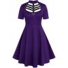 ROSE GAL Rosegal Gothic D-Ring PU Leather Panel Ladder Cutout Dress(Purple_1)