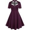 ROSE GAL Rosegal Gothic D-Ring PU Leather Panel Ladder Cutout Dress(Purple_2)