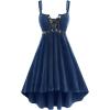ROSE GAL Rosegal Gothic Lace Up Grommets High Low Velvet Midi Dress(Blue_3)