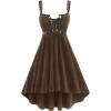 ROSE GAL Rosegal Gothic Lace Up Grommets High Low Velvet Midi Dress(Coffee_1)