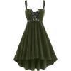 ROSE GAL Rosegal Gothic Lace Up Grommets High Low Velvet Midi Dress(Green_3)