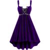 ROSE GAL Rosegal Gothic Lace Up Grommets High Low Velvet Midi Dress(Purple_1)