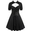 ROSE GAL Rosegal Plus Size Cutout Lace Up Ruched Shirted Collar A-Line Dress(Black-315)