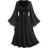 ROSE GAL Rosegal Plus Size Renaissance Costumes Dress for Women Medieval Fairy Halloween Dress(Black_1)