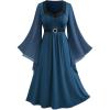 ROSE GAL Rosegal Plus Size Renaissance Costumes Dress for Women Medieval Fairy Halloween Dress(Blue_2)