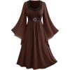ROSE GAL Rosegal Plus Size Renaissance Costumes Dress for Women Medieval Fairy Halloween Dress(Coffee_1)