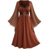 ROSE GAL Rosegal Plus Size Renaissance Costumes Dress for Women Medieval Fairy Halloween Dress(Coffee_3)