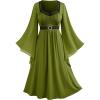 ROSE GAL Rosegal Plus Size Renaissance Costumes Dress for Women Medieval Fairy Halloween Dress(Green_3)
