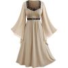 ROSE GAL Rosegal Plus Size Renaissance Costumes Dress for Women Medieval Fairy Halloween Dress(Khak_1)