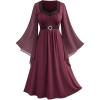 ROSE GAL Rosegal Plus Size Renaissance Costumes Dress for Women Medieval Fairy Halloween Dress(Red_1)