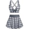 ROSE GAL Rosegal Plus Size Valentines Heart Bowknot Crisscross Padded Three Piece Tankini Swimsuit(Dark Gray)