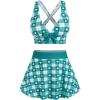 ROSE GAL Rosegal Plus Size Valentines Heart Bowknot Crisscross Padded Three Piece Tankini Swimsuit(Deep Green)