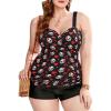 ROSE GAL Rosegal Plus Size Women 2 Piece Swimsuit Skull Heart Print Ruched Tummy Control Tankini Swimwear(Black_6)