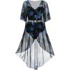 ROSE GAL Rosegal Plus Size Women 3 Piece Tankini Swimsuit Floral Print Underwire Push Up High Waisted Ruched Bathing Suit(Blue)