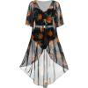 ROSE GAL Rosegal Plus Size Women 3 Piece Tankini Swimsuit Floral Print Underwire Push Up High Waisted Ruched Bathing Suit(Orange)