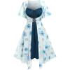 ROSE GAL Rosegal Plus Size Women Sundress Set Flutter Sleeves Floral Dress and Lace-up Cami Dress(Blue_1)