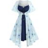 ROSE GAL Rosegal Plus Size Women Sundress Set Flutter Sleeves Floral Dress and Lace-up Cami Dress(Blue_2)