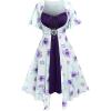 ROSE GAL Rosegal Plus Size Women Sundress Set Flutter Sleeves Floral Dress and Lace-up Cami Dress(Deep Purple_1)