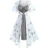ROSE GAL Rosegal Plus Size Women Sundress Set Flutter Sleeves Floral Dress and Lace-up Cami Dress(Gray_1)
