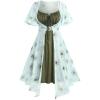 ROSE GAL Rosegal Plus Size Women Sundress Set Flutter Sleeves Floral Dress and Lace-up Cami Dress(Green_1)